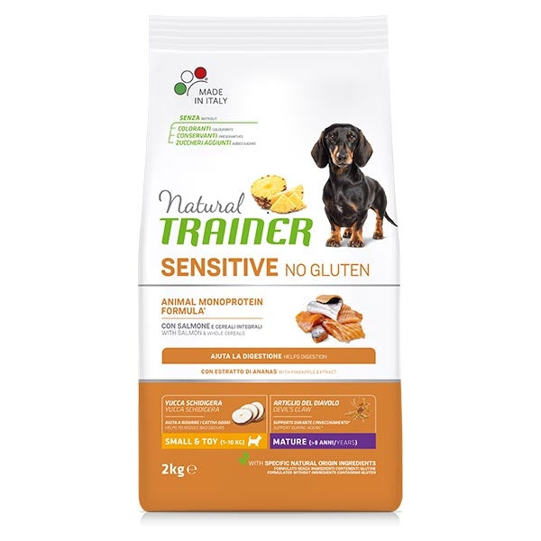 Alimento secco Natural Trainer Sensitive Salmone 2 kg per cani anziani taglia piccola Alimento secco Natural Trainer Sensitive Salmone 2 kg per cani anziani taglia piccola